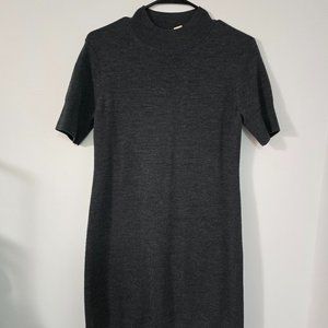 Gray short casual slim fit knitted sweater dress